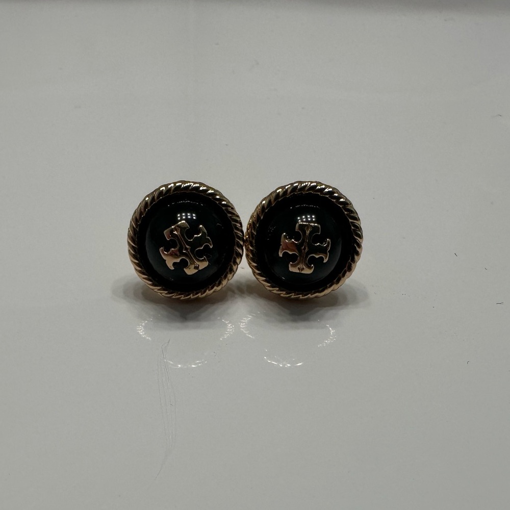 Tory Burch Black and Gold Stud Earrings